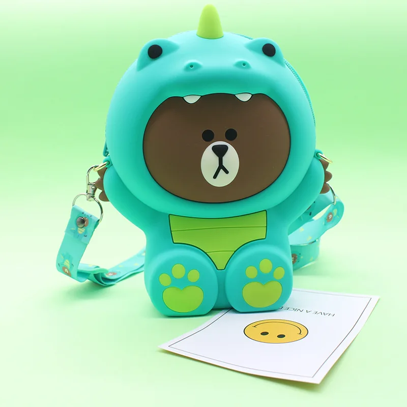 Креативный милый силиконовый пенал для карандашей DIY игрушки Kawaii канцелярские принадлежности мультфильм детский чехол для карандашей коричневый Медведь Кролик коала фигурка - Цвет: 15