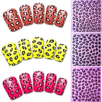pink bow leopard nail art sticker diy french nail decoration manicure fingers decal nail tip wrap 500packs free emsdhl shipping