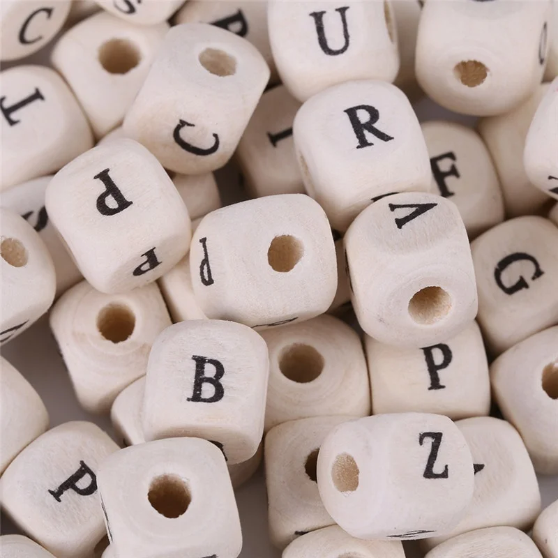 800pcs Per Lot 8mm-10mm Charms Colorful Square Beads Wood Hole Letter Alphabet Beautiful DIY Spacer for Jewelry Making | Украшения и