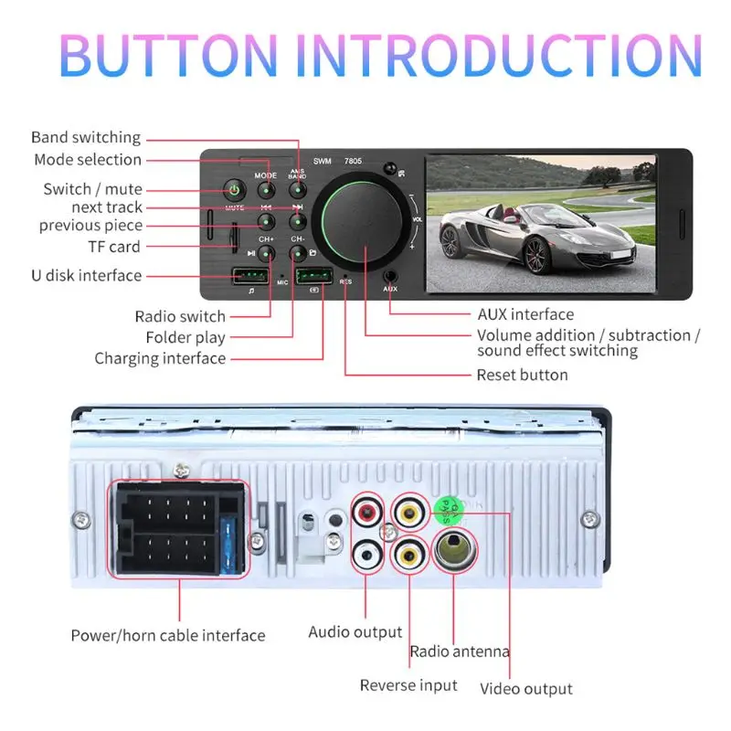 1 комплект 12 В Универсальный двойной USB 4 дюйма HD Автомобильный Радио Bluetooth 4,0 обратное изображение мультимедиа MP5 плеер Автомобильный AUX FM стерео музыкальный плеер