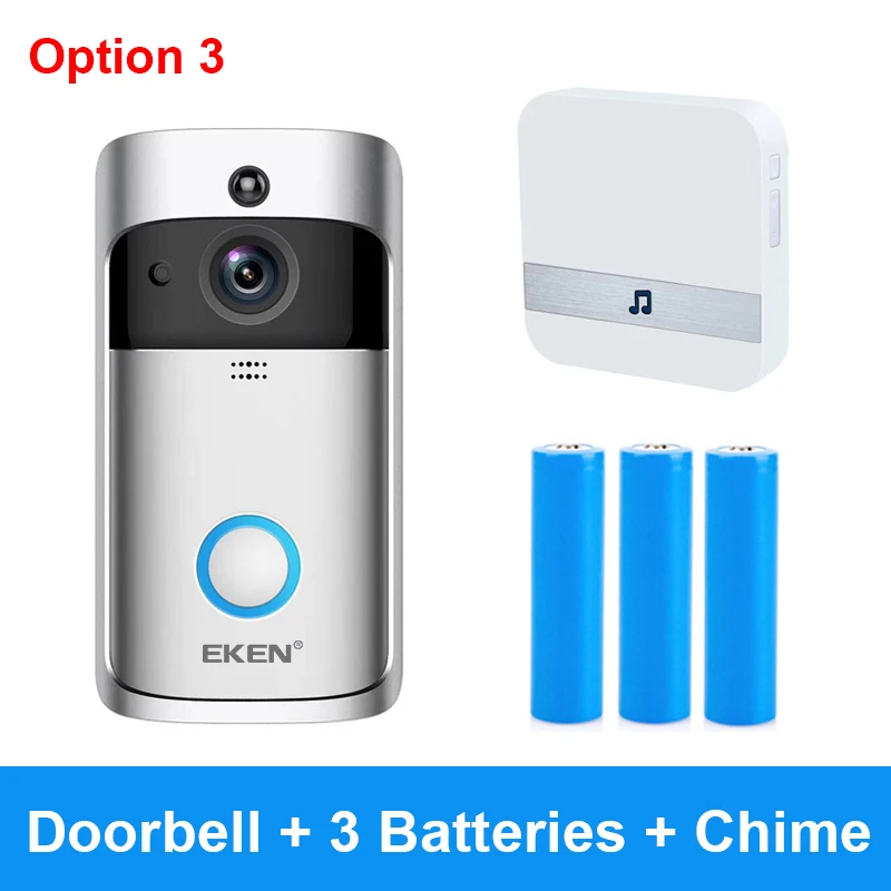 Option 3 EKEN V5 видео дверной звонок умный беспроводной WiFi дверной звонок безопасности визуальная запись домашний монитор ночного видения домофон дверной телефон - Цвет: Option 3