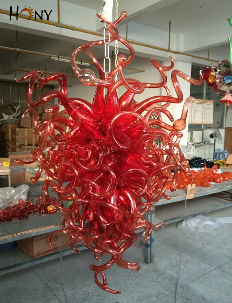

Free Shipping 110/220v Best Design Hotel Large Red Colored Chandelier Crystals