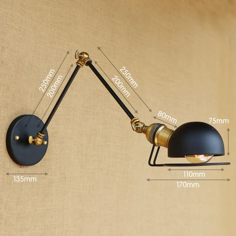 IWHD Arandela Лофт промышленный настенный светильник для дома освещение Wandlamp качели длинные руки настенный светильник Винтаж Lampara pared - Цвет абажура: 1