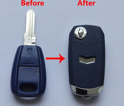 

Blue color 1 Button Modified Flip Remote Key Shell Case For Fiat With GT15R Blade Fob Key Blank 5PCS/lot