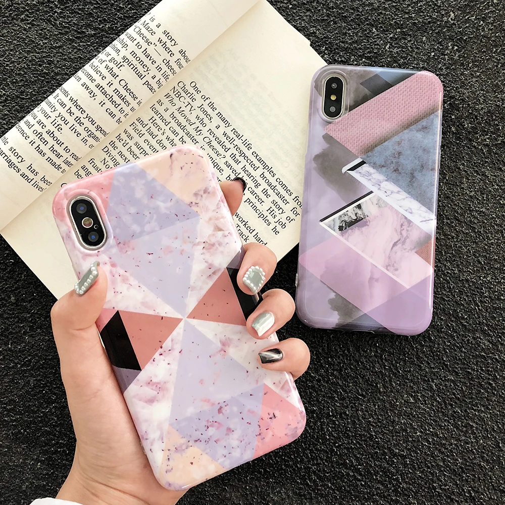 LOVECOM мраморный чехол для телефона для iPhone 11 Pro Max XS Max XR XS 6 6S 7 8 Plus X геометрический треугольник мягкий IMD чехол для телефона подарки