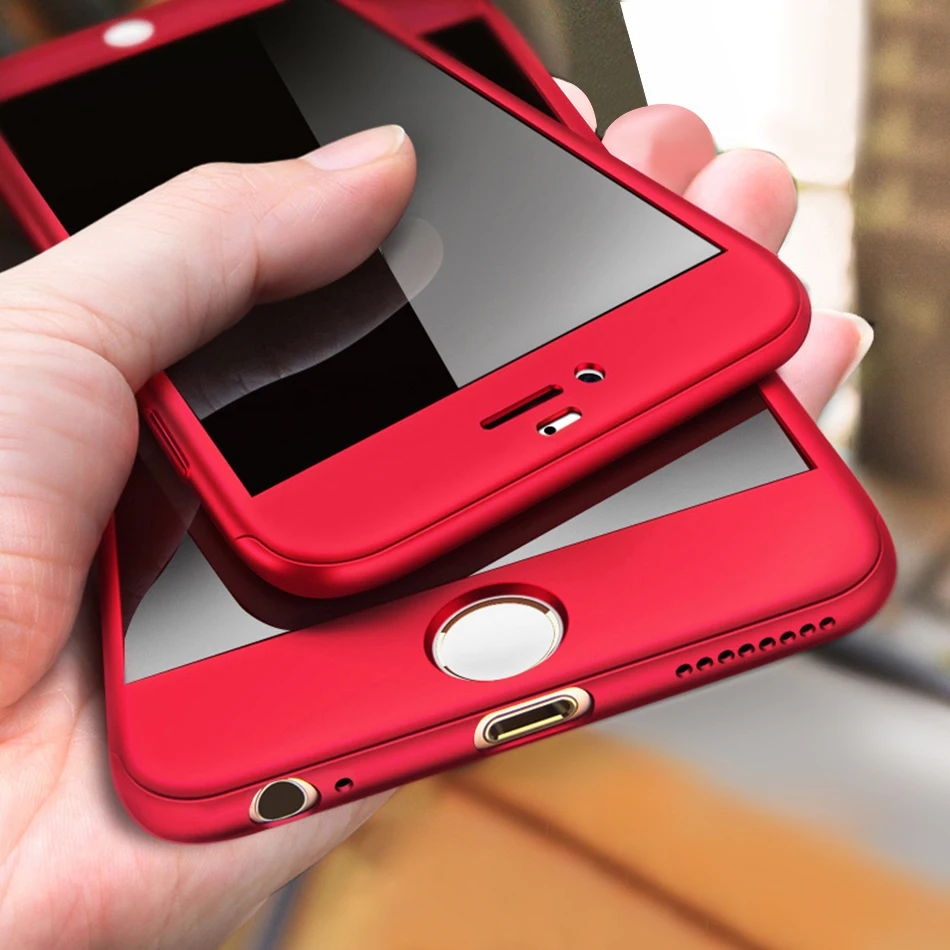 360 Full Protective Phone Case For iPhone 7 8 Plus 6 6s 5 5S SE X 10 Cover Xs Max XR With Glass |