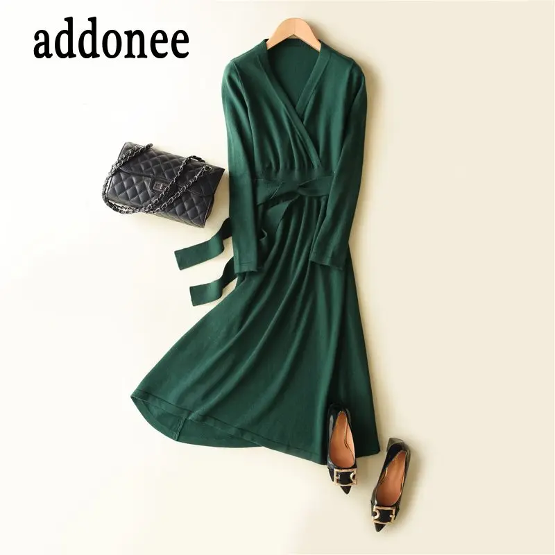 2018 New Arrive Women V Collar Cashmere Fashion Comfortable Dress Wool Sexy High Quality Autumn Winter Regular Lace Style | Женская