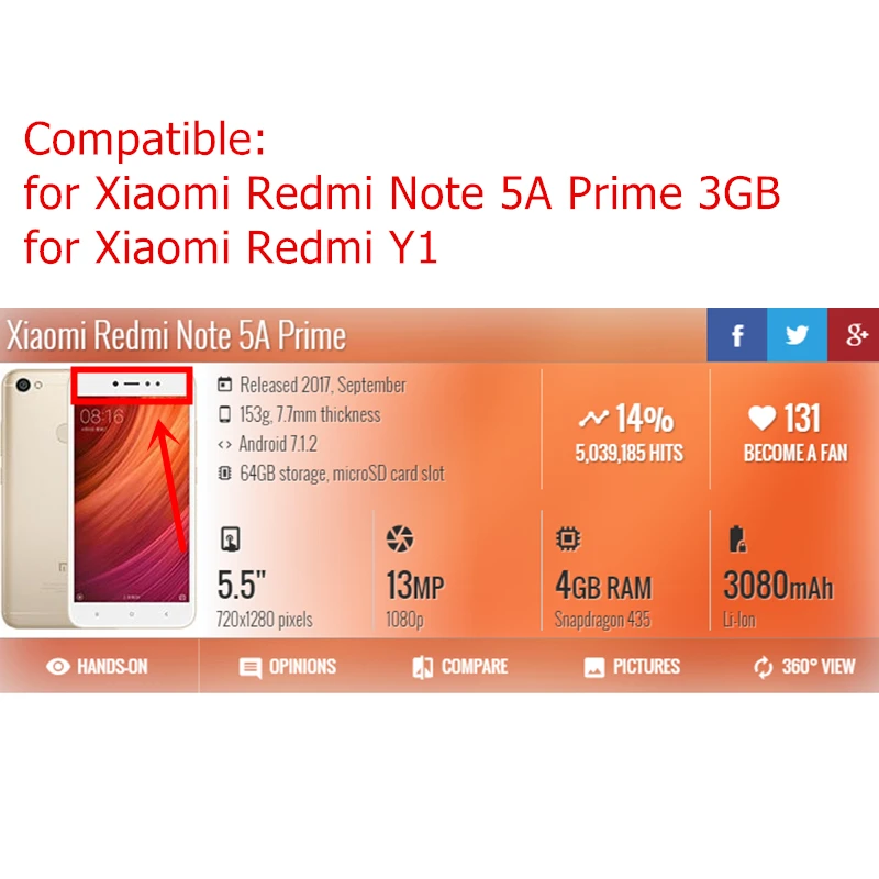 ЖК дисплей с рамкой для Xiaomi Redmi Note 5A Prime Pro 3 Гб сенсорный экран дигитайзером в сборе