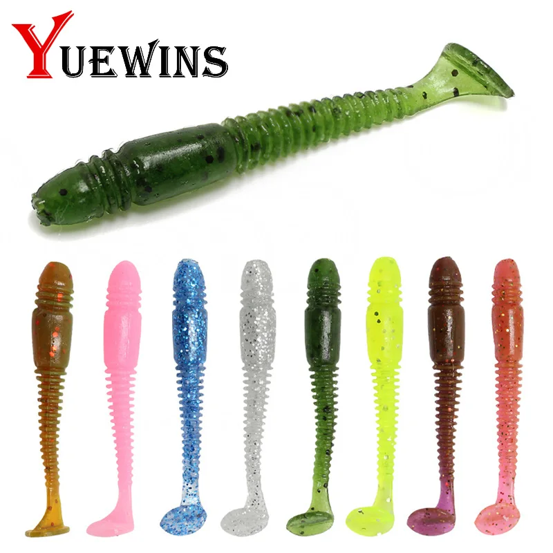 Yuewins 5 шт./лот т Т Хвост Мягкая приманка червь см 1 г силиконовые приманки Шед яркая