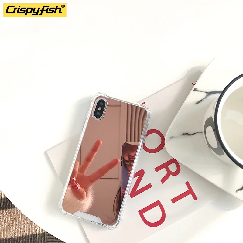Противоударный мягкий чехол с косметическим зеркалом для iPhone 7 8 Plus