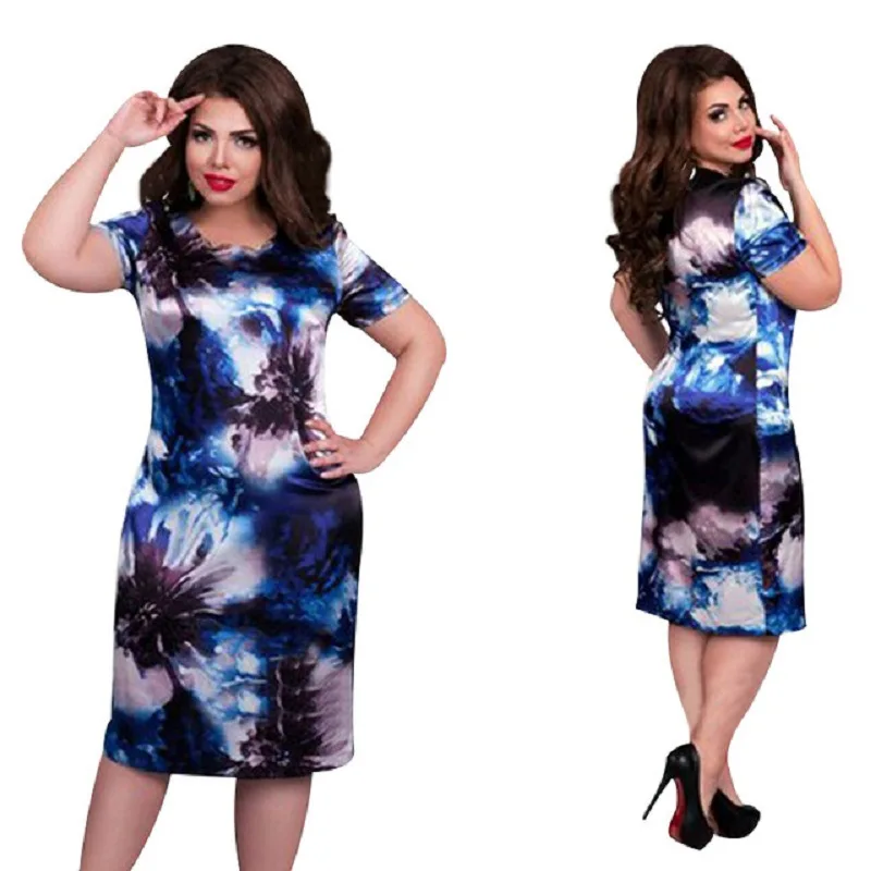 6XL модное Брендовое женское платье-Карандаш Плюс Размер Vestidos с цветочным принтом