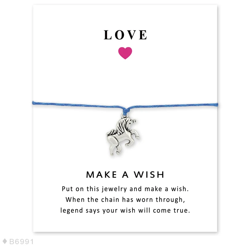 Браслеты с единорогом лошадью животным сердечком Infinity Love карточным шармом