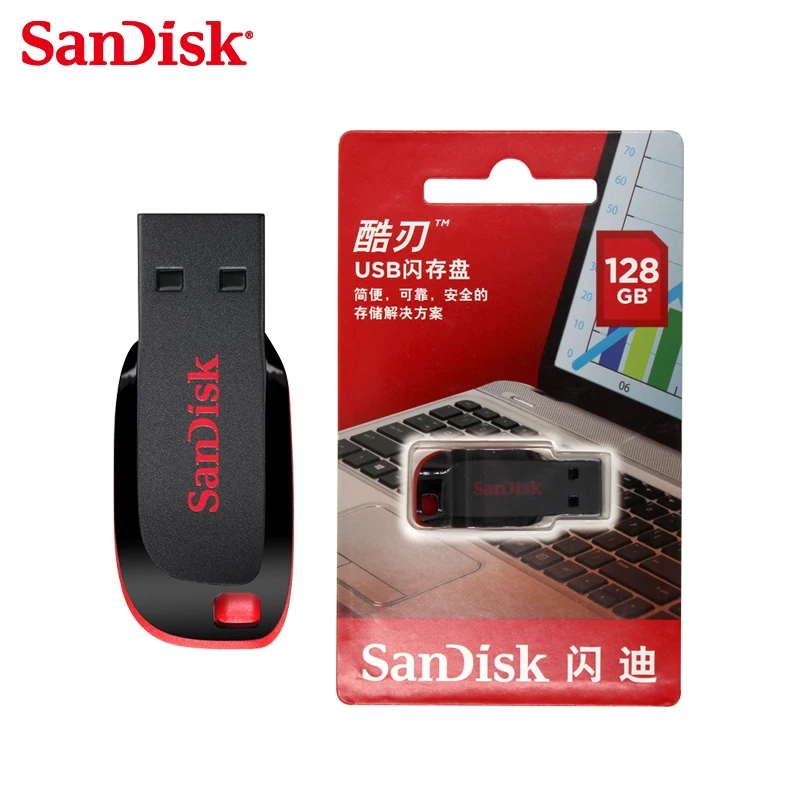 SanDisk Cruzer Лезвия CZ50 USB Flash Drive 128 ГБ 64 ГБ 32 Г 16 ГБ 8 ГБ Pen Drives USB 2.0 Поддержка официальная проверки