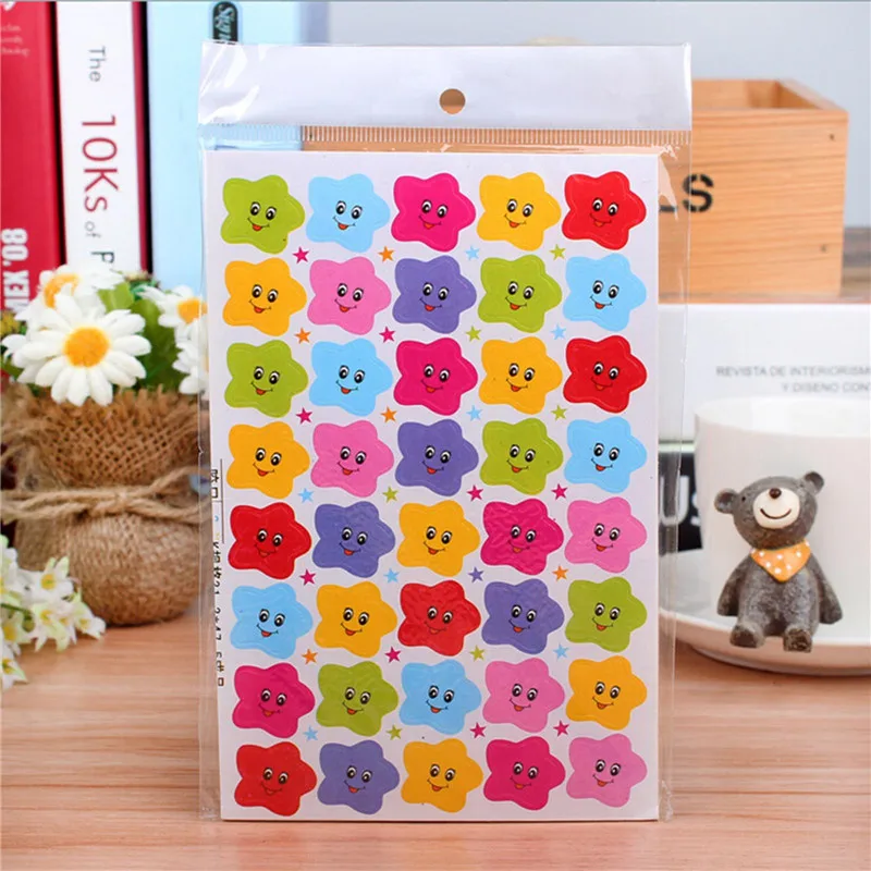 400 шт. наклейки со смайликом (10 листов) звездным для детского сада учительницы