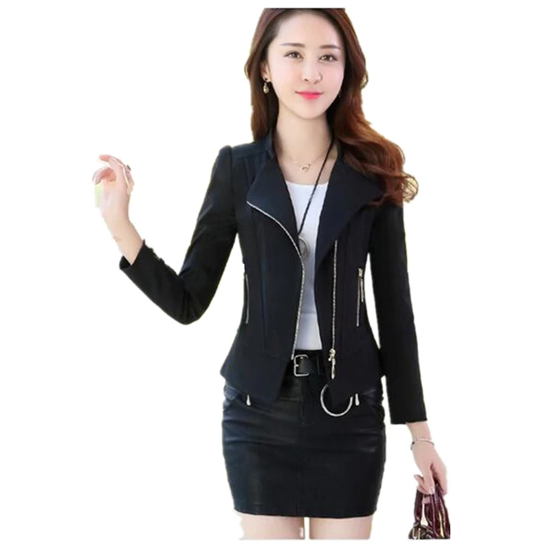 2017 новая мода большие размеры Женская весенне осенняя куртка пальто чистый цвет