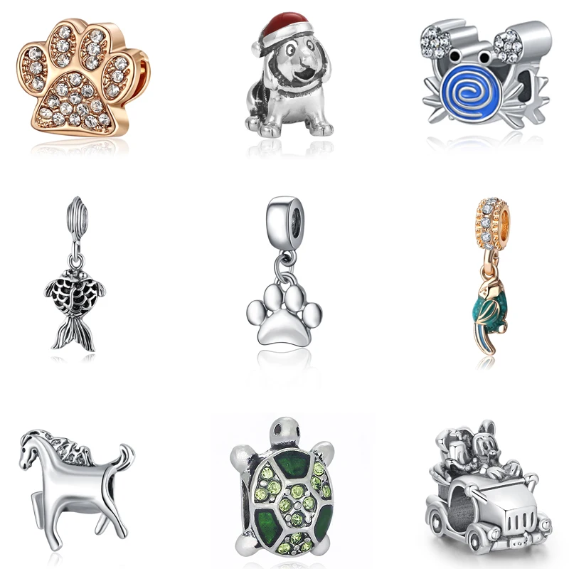 Милые животные Сплав Бусины Европейский Стиль Модные лапы амулеты из бисера