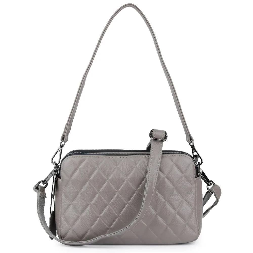 

Premium Genuine Leather Large Capacity Women Shoulder Bag Double Zipper Cross-body Bag 2019 New Arrivals Cowhide Ladies Handbag