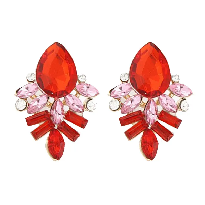 LUBOV Handmade Rhinestone sweet stud crystal earrings Women Fashion Jewelry Style Blue/Black/Pink Earrings for women girl | Украшения и