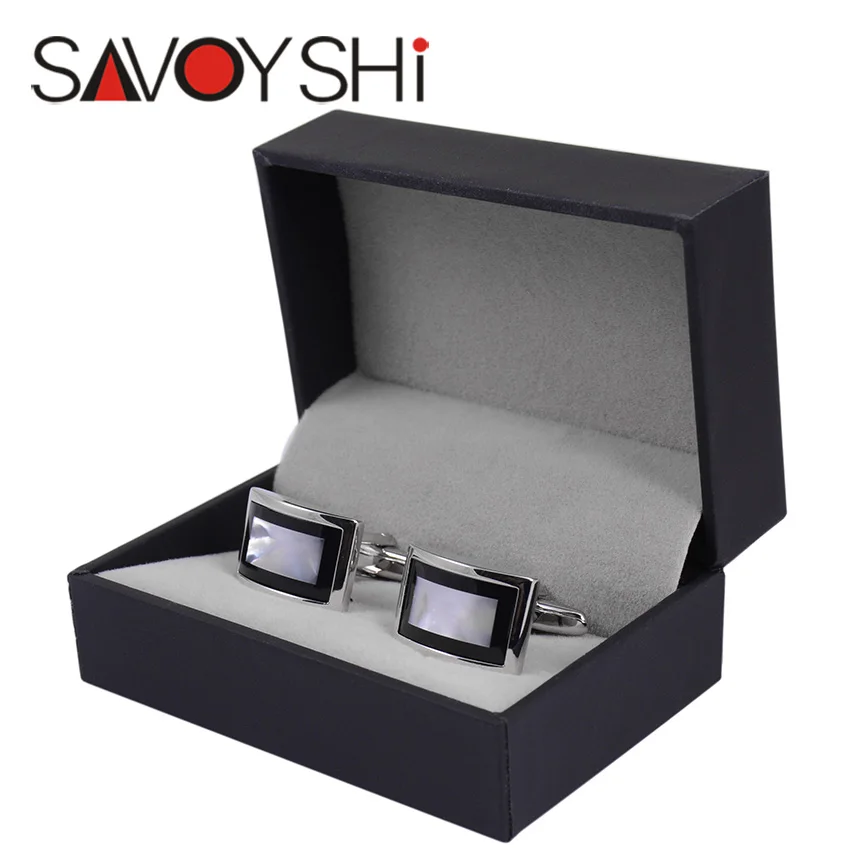 SAVOYSHI роскошные запонки для мужчин s рубашка брендовые Запонки Высокое качество квадратные свадебные запонки модный подарок мужские ювелирные изделия - Окраска металла: Send With Gift Box