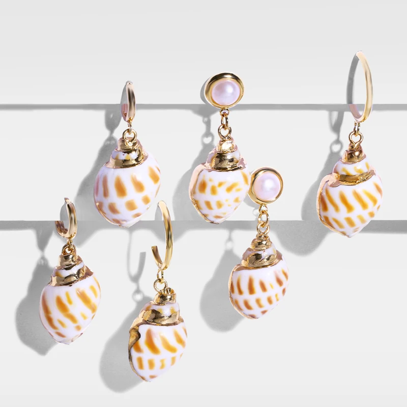 Висячие серьги раковины FLOLA с подвеской из жемчуга ювелирные изделия подвески