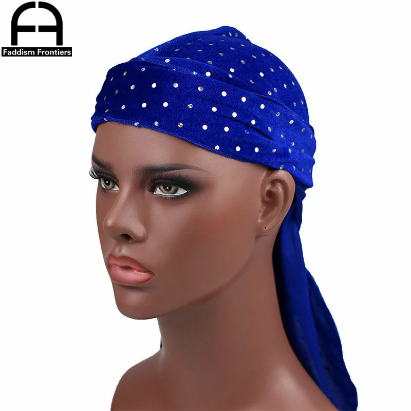 Модные для мужчин блестящие бархатные Durags банданы головная повязка в виде чалмы