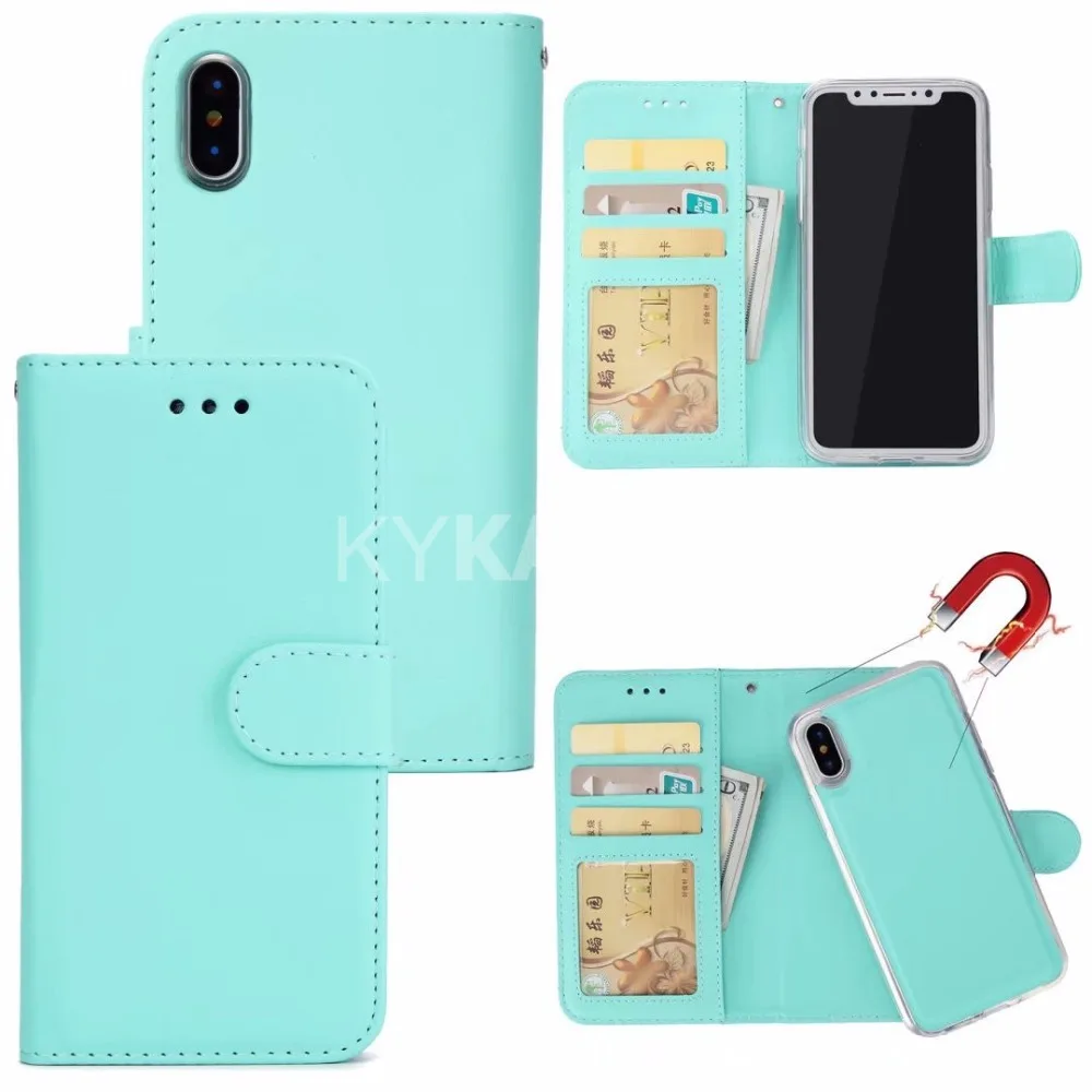 500pcs 2 in 1 Magnetic Detachable Leather Wallet Case For iPhone X 8 7 6 6S Plus Magnet Removable Retro Ultra Slim Cover | Мобильные