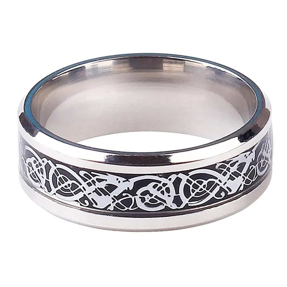 Обручальное кольцо из титановой стали с рисунком дракона унисекс | Украшения и