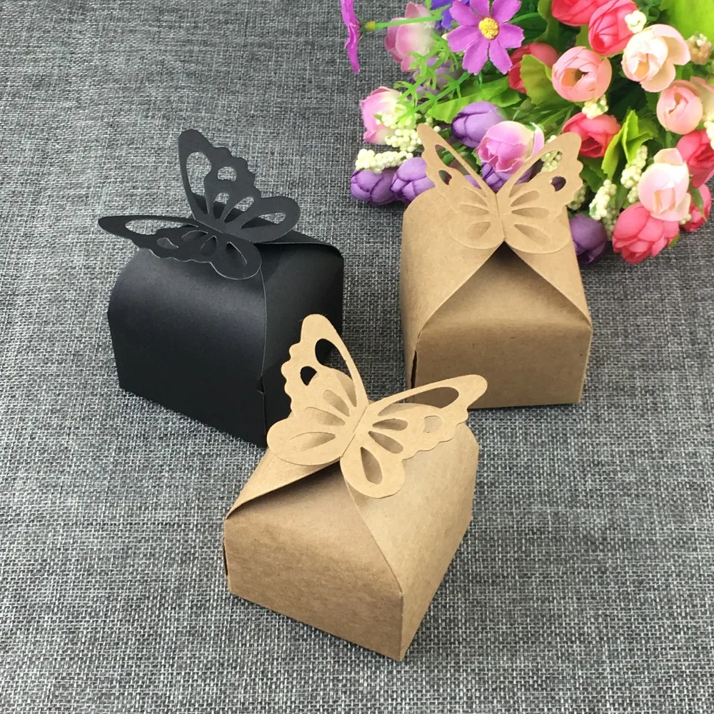 

20Pcs Blank Hand Made DIY Butterfly Seal Packing Paper Box 6x6x7cm For Decoration Display Cake Cookie Cute Portable Carrying Box