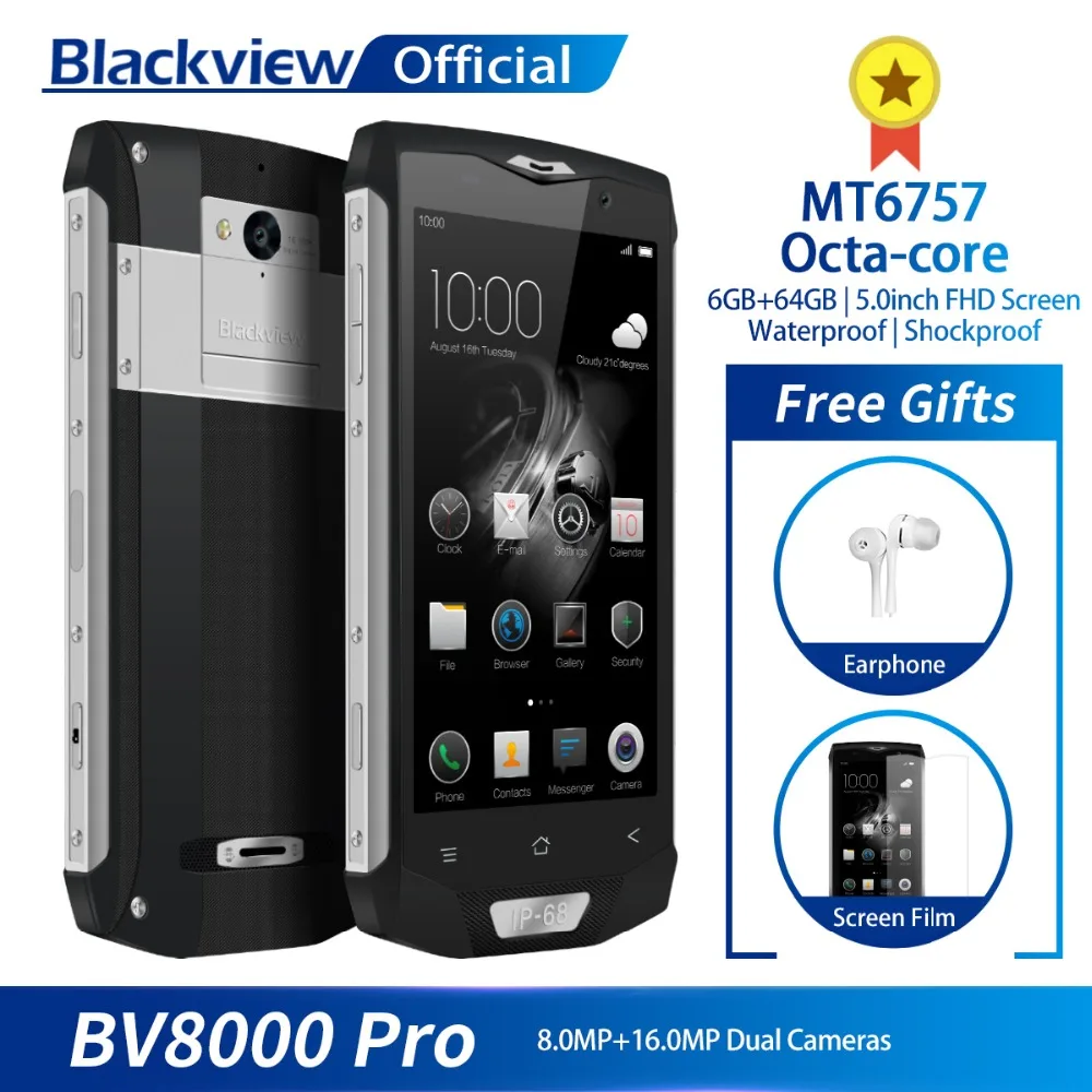 

Blackview BV8000 Pro смартфон с восьмиядерным процессором, ОЗУ 6 ГБ, ПЗУ 64 ГБ, 16 МП