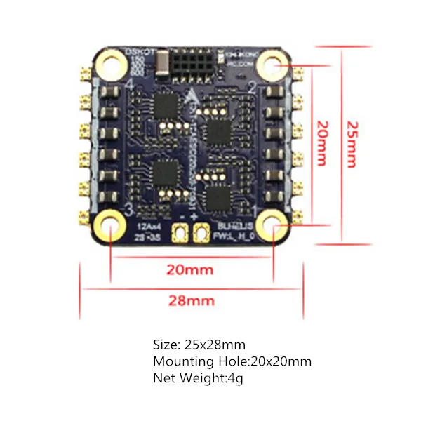 LDARC/Kingkong KK Flytower часть 20x20 мм 12A/20A BLheli_S 2-4S DShot600 4 в 1 ESC для RC моделей рама контроллера полета