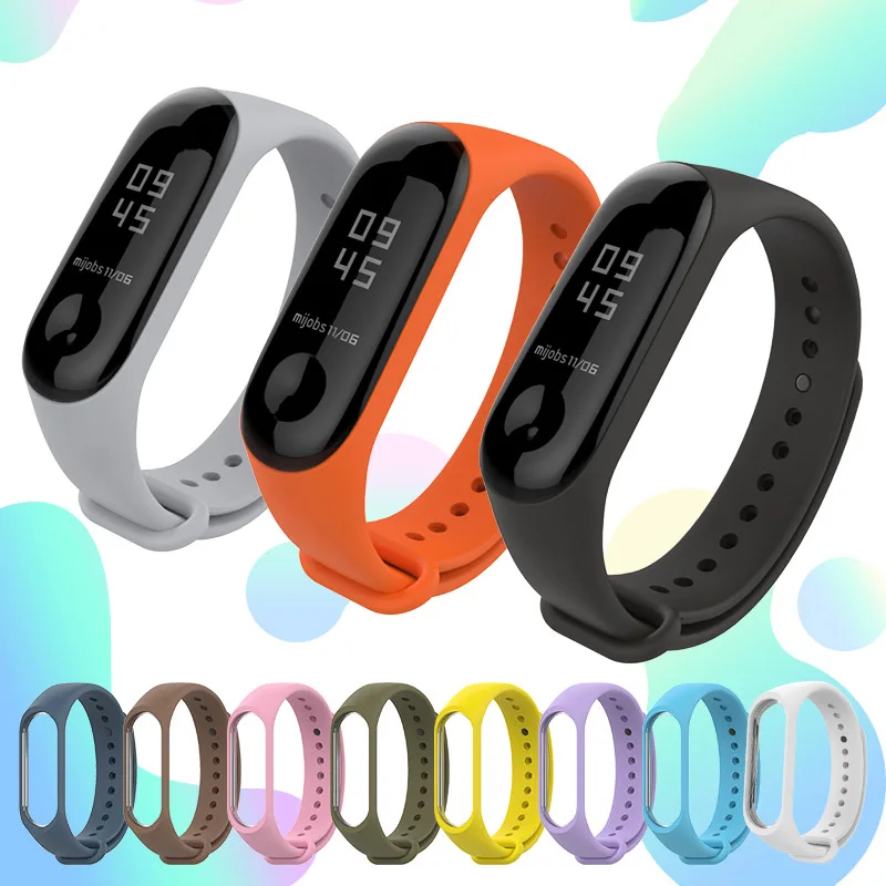 Силиконовый Смарт Браслет ремешок для Xiaomi Mi Band 3 4 запястья цветной Pulsera сменный
