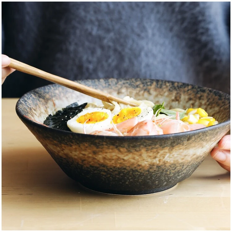 Японский стиль ретро глазурованная керамическая лапша ramen миска для супа Салатница для домашнего семейного творчества