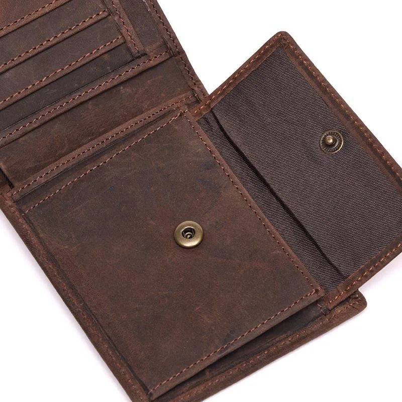 Мужской кошелек органайзер из натуральной воловьей кожи винтажный короткий с