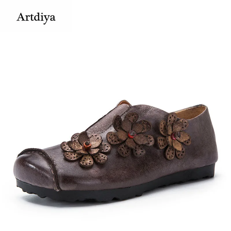 Artdiya/Оригинальные Осенние новые туфли на плоской подошве из натуральной кожи в