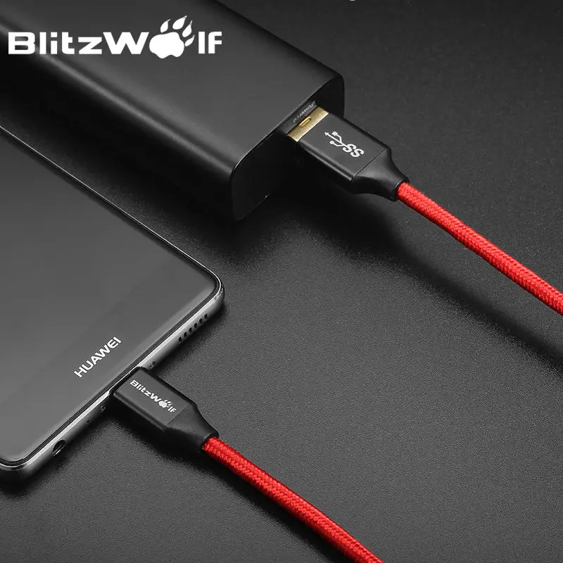 BlitzWolf кабель USB тип-С кабель 1m 1.8m для зарядки мобильного телефона для Xiaomi для Macbook