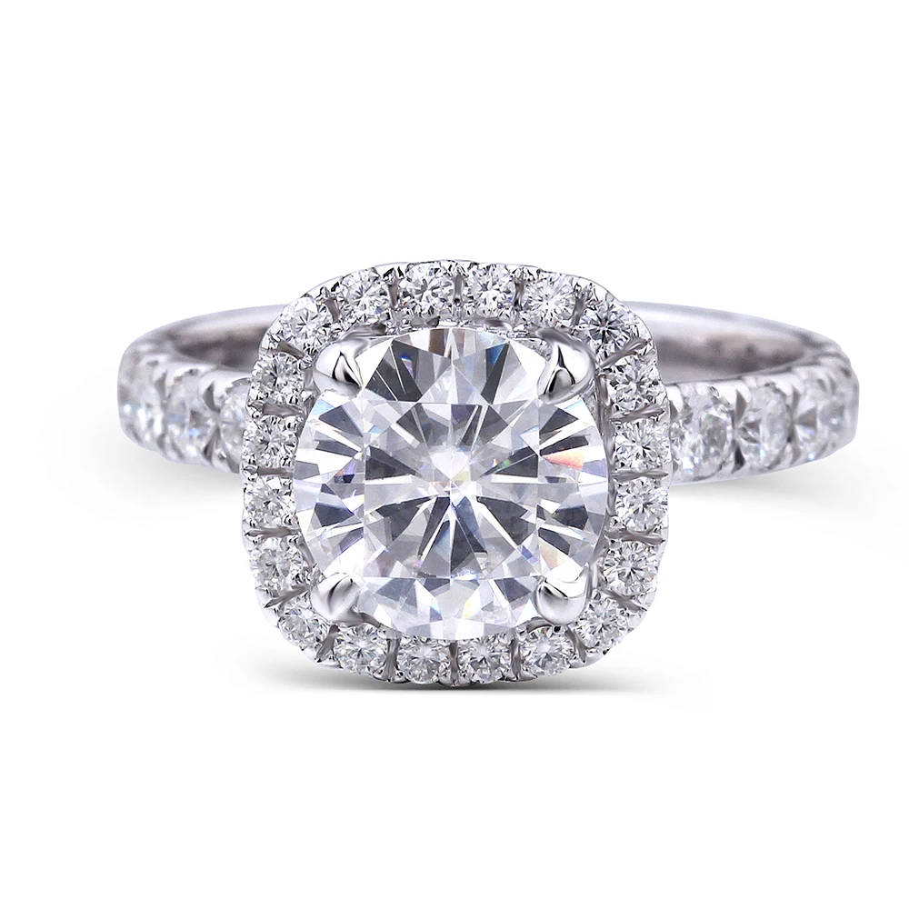 Набор обручальных колец Transgems Moissanite Halo центр 1 5 карат 7 мм F Color набор из белого