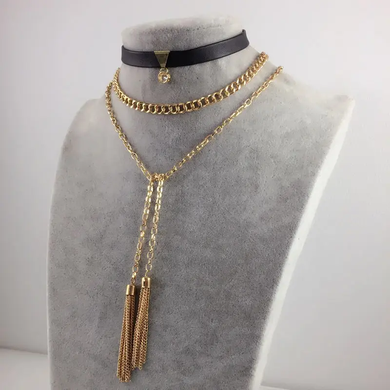 DANZE многослойное украшение в стиле панк золотистого цвета Длинная цепочка с