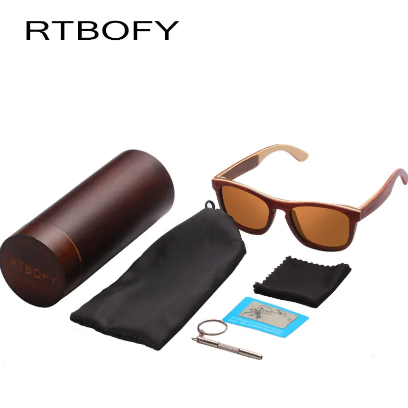 RTBOFY солнцезащитные очки для мужчин квадратные деревянные фанерные женщин
