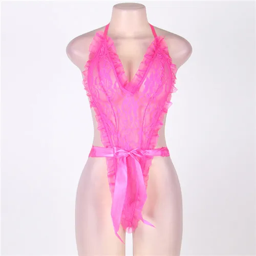 Rosy Teddy Lingerie Да ладно, дорогой эротическое боди 3XL Холтер тела костюмы для Для женщин сексуальное женское белье с наручные Ограничения Кружева Тедди костюм RB80050 - Цвет: Rosy Teddy Lingerie