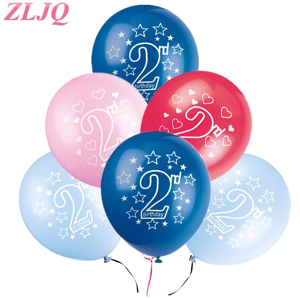 ZLJQ 10 шт. голубой 2 й день рождения украшение розовый дня ранний шар года дети