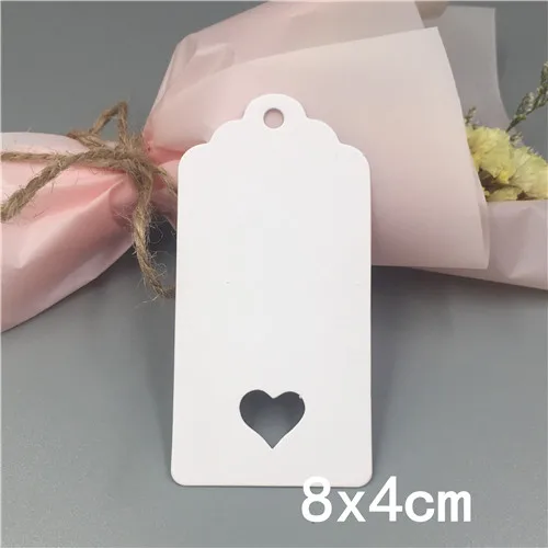 8x4cm White 100 шт. крафт Бумага ручной работы одежды бирки, свадьба, стаканчики для вечеринки, подарков Упаковочная этикетка бирок для подарков, код Примечание ценники - Цвет: 8x4cm White