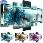 Алмазная вышивка сделай сам, полноформатная картина с зеленымифиолетовыми цветами, стразы, вышивка крестиком, мозаика из страз, несколько картин