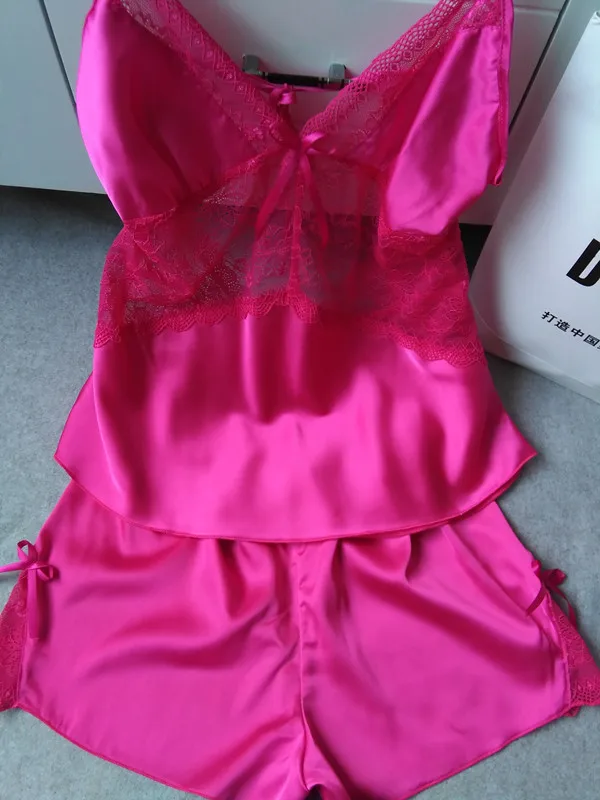 Пижама женская из натурального шелка с глубоким V образным вырезом|pajama sets|women