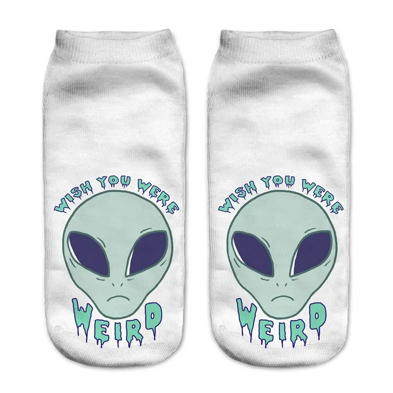 3D печать короткие носки wish you were werid Wiz чужой Носки для девочек Low Cut до лодыжки