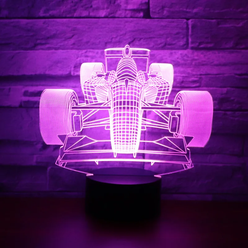 3D LED ночник гоночный автомобиль передний с 7 видов цветов свет для украшения дома