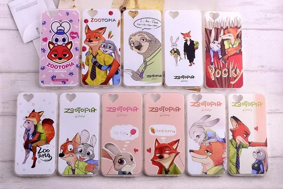 Zootopia Heart-shaped Pattern Silk Phone Case for iphone 6 6s plus Back Fundas Cover Coque Capa Para Flash Nick Fox Wilde |