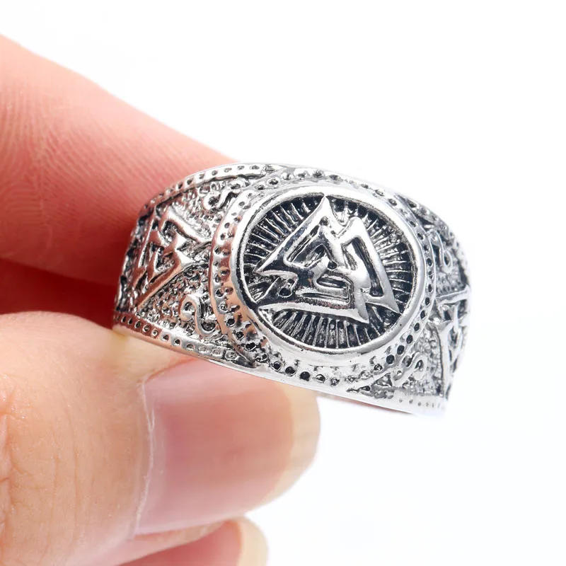 10 шт. Valknut Scandinavn Odin символ норвежский викинг кольцо для мужчин и женщин ювелирные изделия, древнее серебро Открытое кольцо в стиле панк; бижутерия