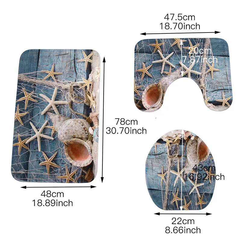 3 шт./компл. Морская звезда туалетный коврик из бархата кораллового цвета для