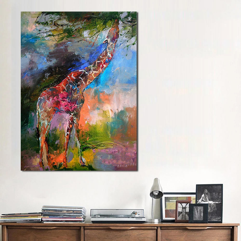 

JQHYART Fine Art Giraffe by Richard Wallich Oil Painting on Canvas for living Room Bedroom Decoration wall Posters and Prints