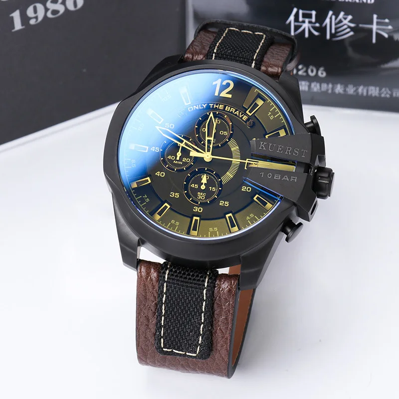4305 Роскошный бренд KUERST G style shock Series новые мужские спортивные часы мужские водонепроницаемые кварцевые часы модные с кожаным ремешком хронограф - Цвет: 4305